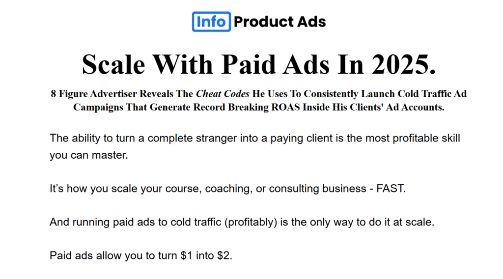 Sam O Halloran - Scale With Paid Ads In 2025 (Info Product Ads)